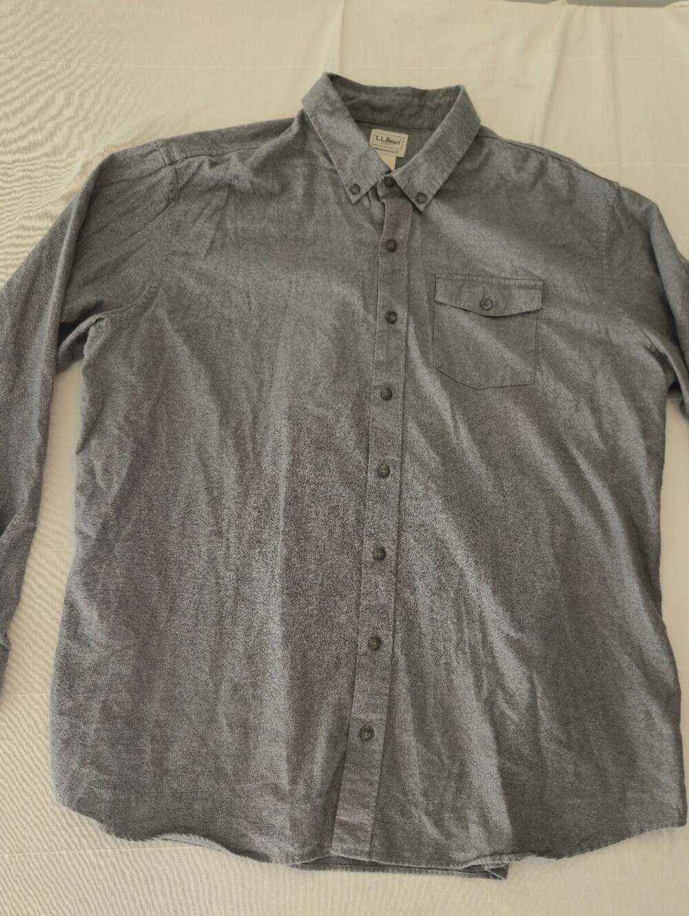 L.L.Bean Traditional Fit XXL Tall Gray Cotton Long Sleeve Button-Up Shirt